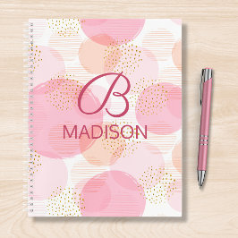 Monogram Modern Pink Girl Glitzer Personalisiert Notizblock