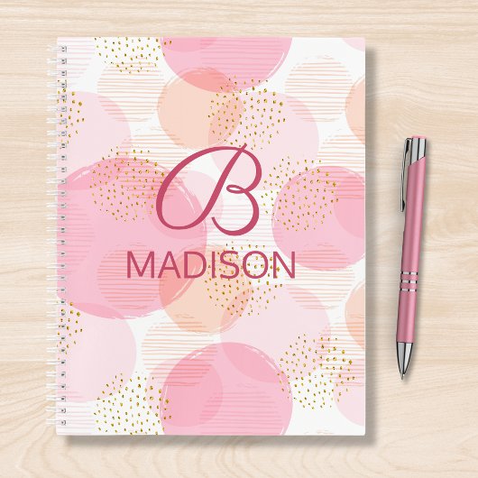 Monogram Modern Pink Girl Glitzer Personalisiert Notizblock