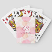 Monogram Modern Pink Girl Glitzer Personalisiert Spielkarten (Rückseite)
