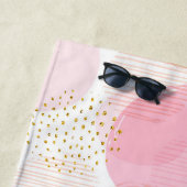 Monogram Modern Pink Girl Glitzer Personalisiert Strandtuch (Beispiel)
