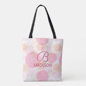 Monogram Modern Pink Girl Glitzer Personalisiert Tasche (Rückseite)