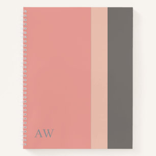 Monogram Modern Pink, Rose Sand & Grau  Notizblock