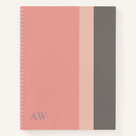 Monogram Modern Pink, Rose Sand & Grau Notizblock (Vorderseite)