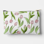 Monogram Modern Pink Tulip Blume Zubehörtasche (Rückseite)
