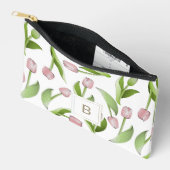 Monogram Modern Pink Tulip Blume Zubehörtasche (Offen)
