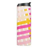 Monogram Modern Pink Yellow Check Plaid Girly Thermosbecher (Nach links gedreht)
