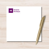 Monogram Modern Plum Purple Personalized Script Mitteilungskarte