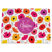 Monogram Modern Poppy Floral Muster Name Große Geschenktüte (Vorderseite)