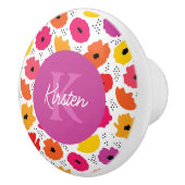 Monogram Modern Poppy Floral Muster Name Keramikknauf (Rechts)