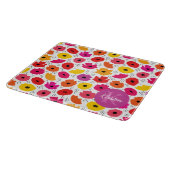 Monogram Modern Poppy Floral Muster Name Schneidebrett (Ecke)