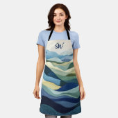 Monogram Modern Quilt Landscape Blue Schürze (Getragen)