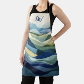 Monogram Modern Quilt Landscape Blue Schürze (InSitu)