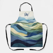 Monogram Modern Quilt Landscape Blue Schürze (Vorderseite)