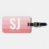 Monogram Modern Rainbow Blush Pink Stripe Initiale Gepäckanhänger (Vorderseite horizontal)