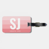 Monogram Modern Rainbow Blush Pink Stripe Initiale Gepäckanhänger (Rückseite horizontal)