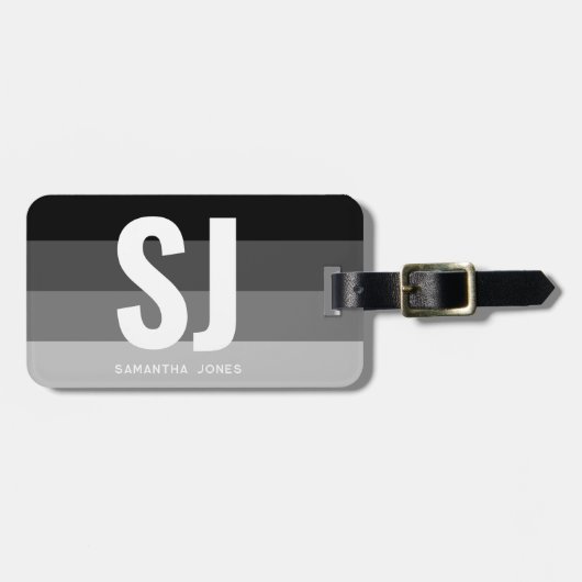 Monogram Modern Rainbow Bold Stripes Initials Gepäckanhänger (Vorderseite horizontal)