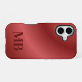 Monogram Modern Red Holiday iPhone 16 Hülle (Rückseite (Horizontal))