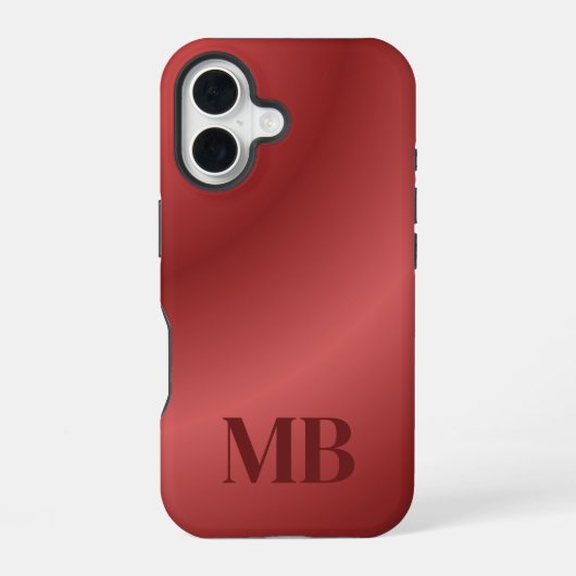Monogram Modern Red Holiday iPhone 16 Hülle (Rückseite)