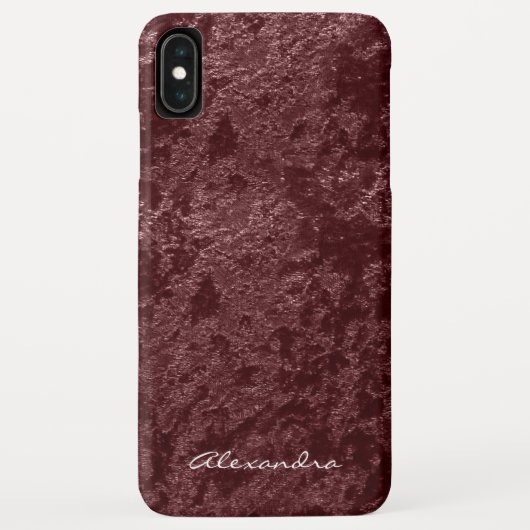 Monogram, Modern Red Velvet Imitats Stoff Case-Mate iPhone Hülle (Rückseite)