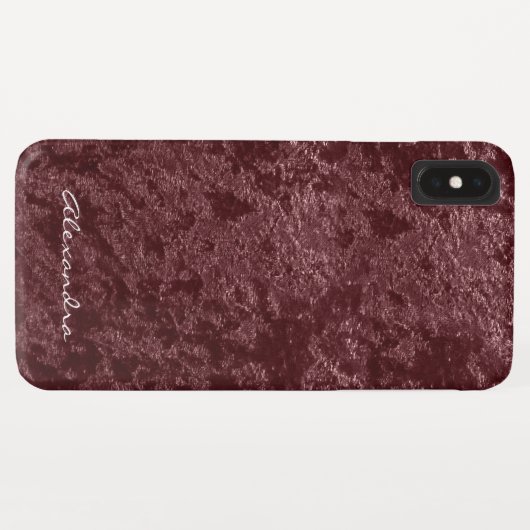 Monogram, Modern Red Velvet Imitats Stoff Case-Mate iPhone Hülle (Rückseite (Horizontal))
