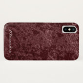 Monogram, Modern Red Velvet Imitats Stoff Case-Mate iPhone Hülle (Rückseite (Horizontal))