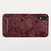 Monogram, Modern Red Velvet Imitats Stoff Case-Mate iPhone Hülle (Rückseite (Horizontal))