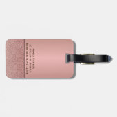 Monogram Modern Rose Gold Foil Glitzer Girl Gepäckanhänger (Rückseite horizontal)