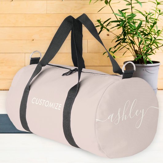 Monogram Modern Rose Pink Ivory Script Kalligraphi Duffle Bag