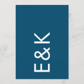 Monogram Modern Royal Blue Simple Wedding Einladung (Rückseite)