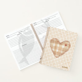 Monogram modern rustic tartan Kitchen Brown Notizblock