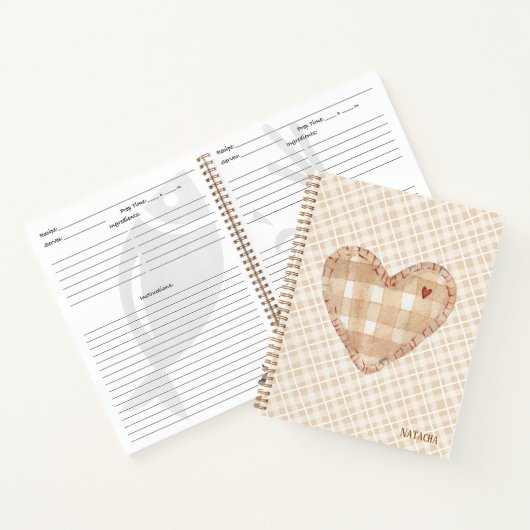 Monogram modern rustic tartan Kitchen Brown Notizblock (Innenseite)