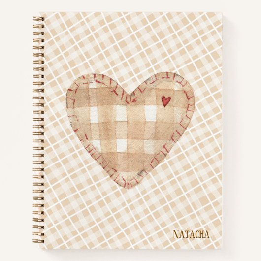 Monogram modern rustic tartan Kitchen Brown Notizblock (Vorderseite)