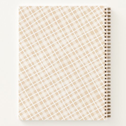 Monogram modern rustic tartan Kitchen Brown Notizblock (Rückseite)