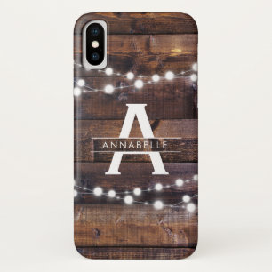 Monogram Modern Rustic Woods String Lights Country Case-Mate iPhone Hülle