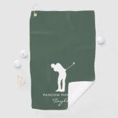 Monogram Modern Sage Green Club Name Personalisier Golfhandtuch (Insitu)
