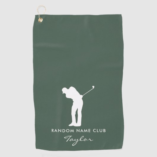 Monogram Modern Sage Green Club Name Personalisier Golfhandtuch (Vorderseite)