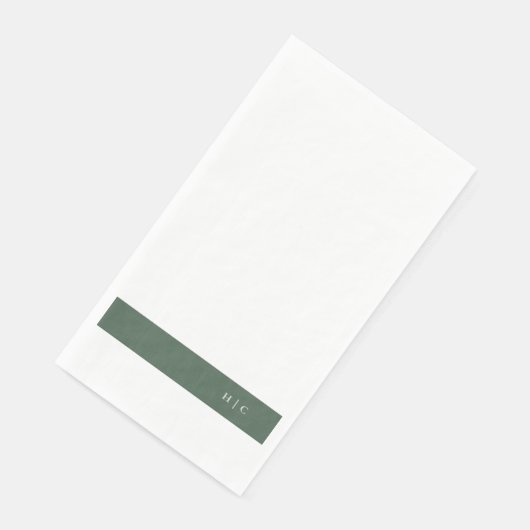 Monogram Modern Sage Moss Schlicht Simple Wedding Serviette (Ecke)