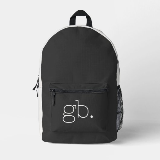 Monogram Modern Schwarz Bedruckter Rucksack (Vorderseite)