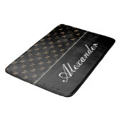 Monogram Modern Schwarz-weiß Gold Elegant Badematte (Schrägansicht)