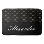 Monogram Modern Schwarz-weiß Gold Elegant Badematte (Vorderseite)
