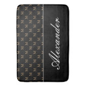 Monogram Modern Schwarz-weiß Gold Elegant Badematte (Vorderseite Vertikal)