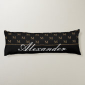 Monogram Modern Schwarz-weiß Gold Elegante Bademat Seitenschläferkissen (Rückseite)