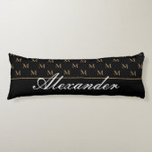 Monogram Modern Schwarz-weiß Gold Elegante Bademat Seitenschläferkissen (Vorderseite)