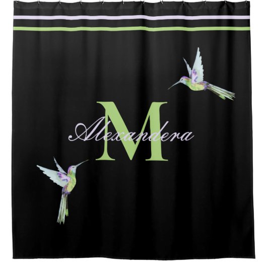 Monogram Modern Schwarz-weiß Gold Elegante Stripes Duschvorhang (Vorderseite)