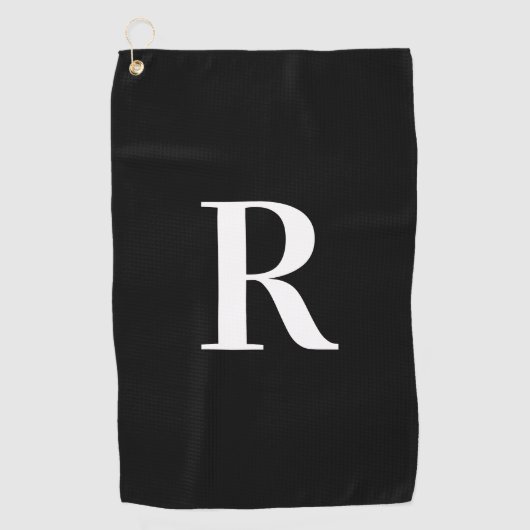 Monogram, modern Schwarz/Weiß Golfhandtuch (Vorderseite)