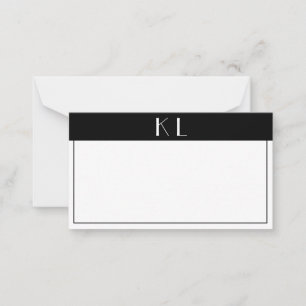 Monogram Modern Schwarz-weiß Minimalistisch Mitteilungskarte