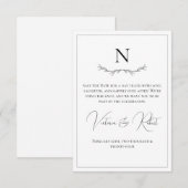 Monogram, modern Schwarz/Weiß Save The Date (Vorne/Hinten)