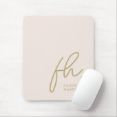 Monogram Modern Script Blush Pink Gold Initialen Mousepad (Mit Mouse)