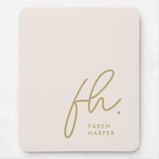 Monogram Modern Script Blush Pink Gold Initialen Mousepad (Vorne)