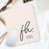 Monogram Modern Script Blush Pink Initialen Mousepad